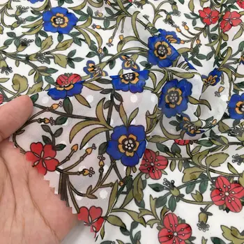 

150cm * 100cm Chiffon Jacquard Printed Fabric Spring and Summer New Retro Pattern Women 's Fabric Spot
