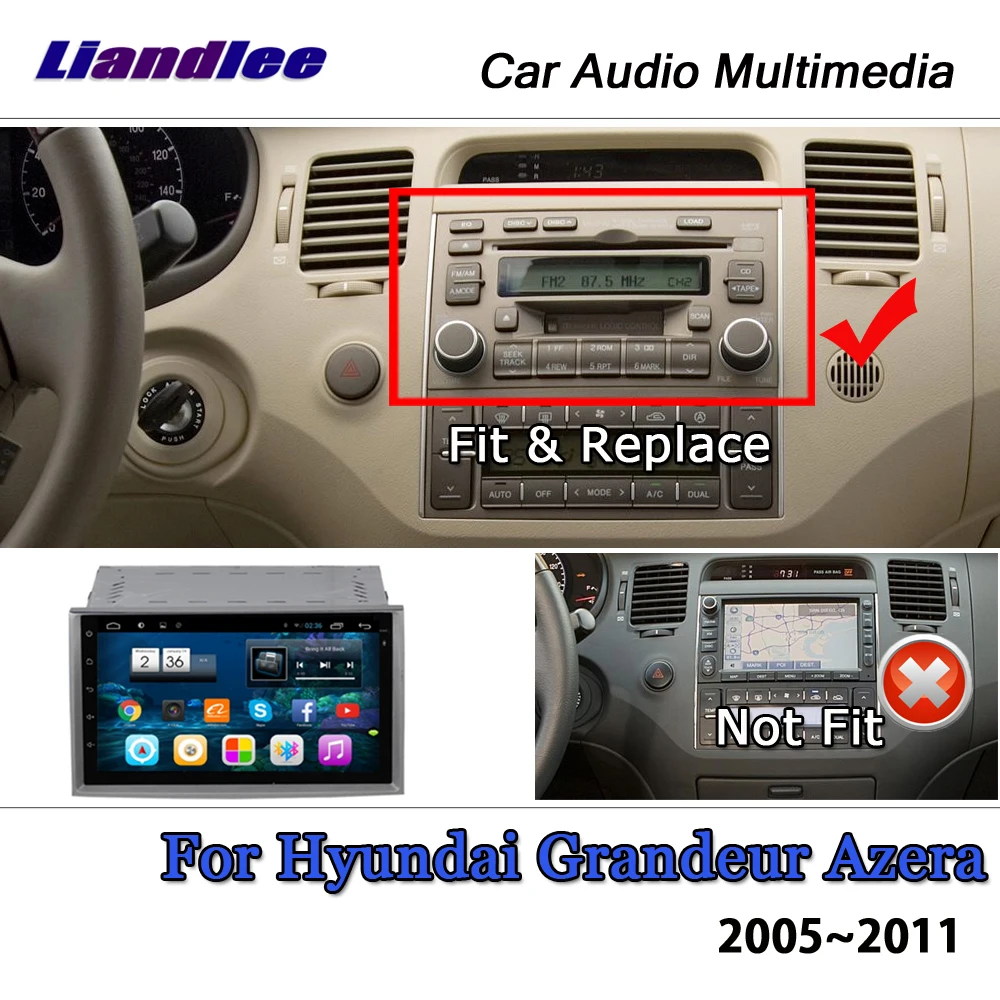 Liandlee Android для Hyundai величие Azera 2005 ~ 2011 обоих концах подключения внешних устройств к