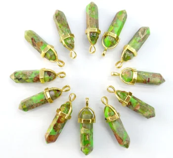 

natural stone lapis Turquoises Quartz Crystal Marine sedimentary Hexagonal Pendants for diy Jewelry Necklaces Accessories10PCS