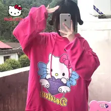 Cartoon Cute Hello Kitty Womens Hoodies 3D Print Pullover Tops Sweatshirt 