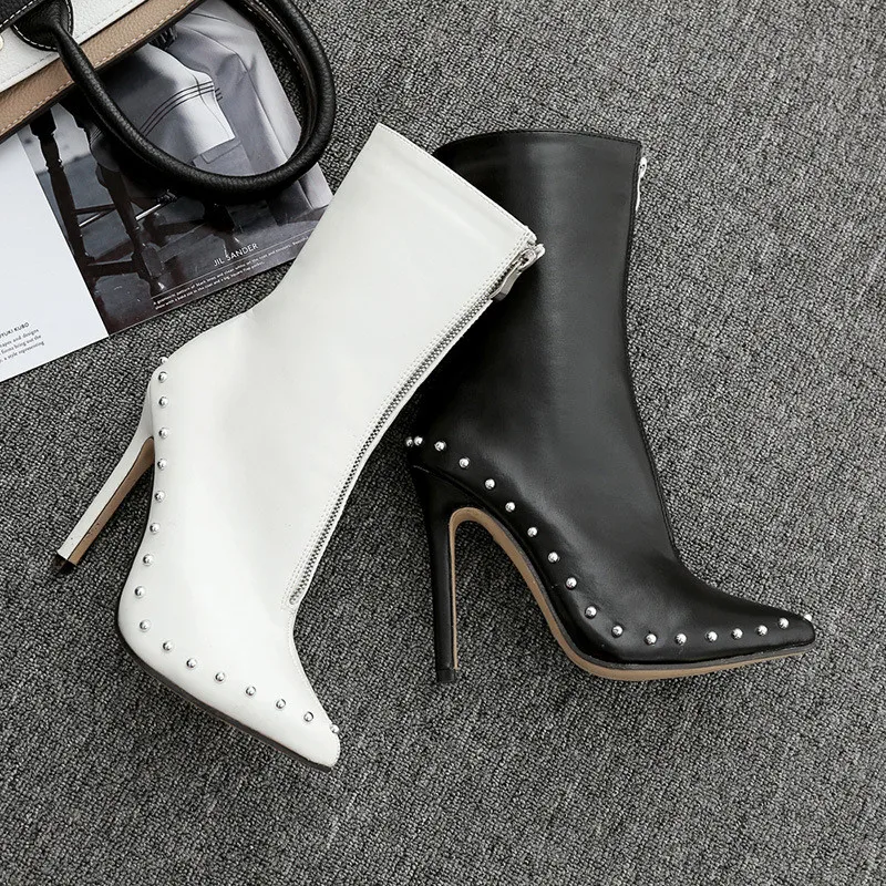 

Women's fashion boots pointed hot drilling and slim with elegant fashion female boots lady stage party catwalk work boots