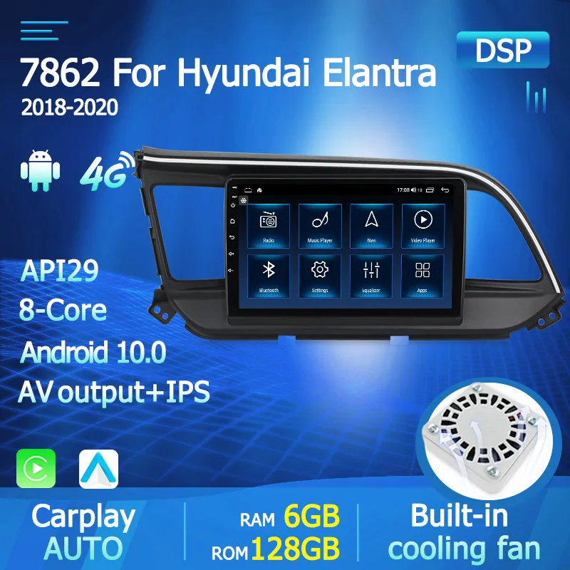 2 din Android 10 Car Radio For Hyundai Elantra 2018 2019 2020 2din DSP GPS Navigation Audio Multimedia Video Player 4G net+wifi |