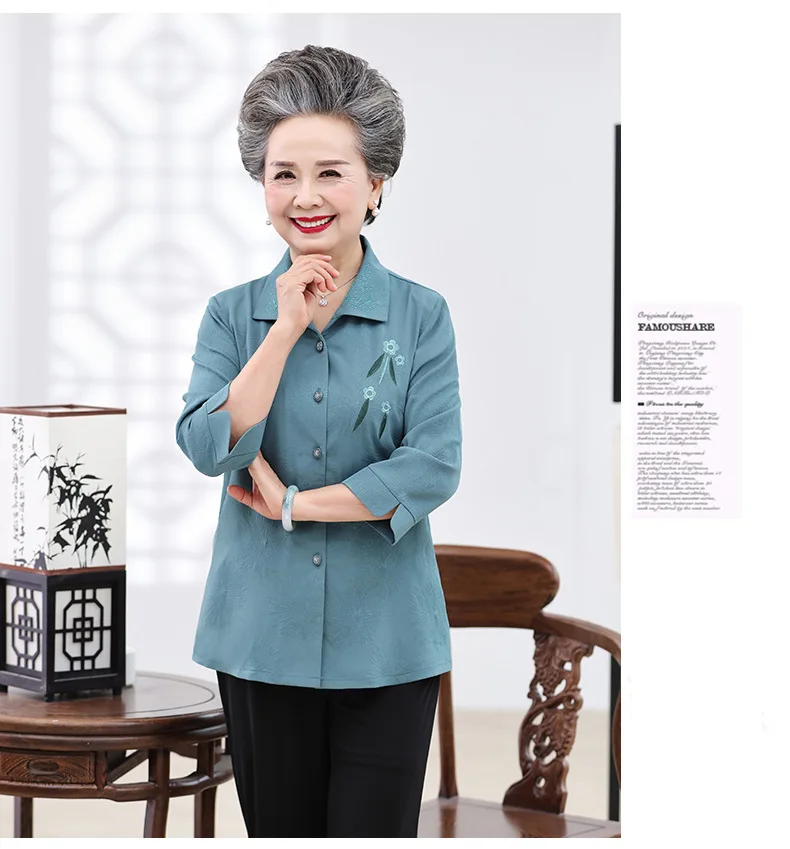 Spring Clothing New Products Grandma-Three-quarter-length Sleeve Elderly People WOMEN'S Suit Elegance 60-Year-Old Grandma-T
