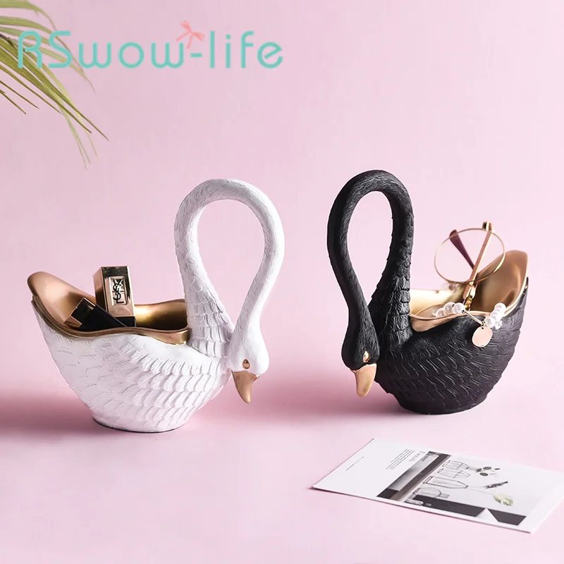 

Nordic Light Luxury Resin Gold-plated White Swan Ornament Decorations Living Room Porch Coffee Table Creative Small Ornaments