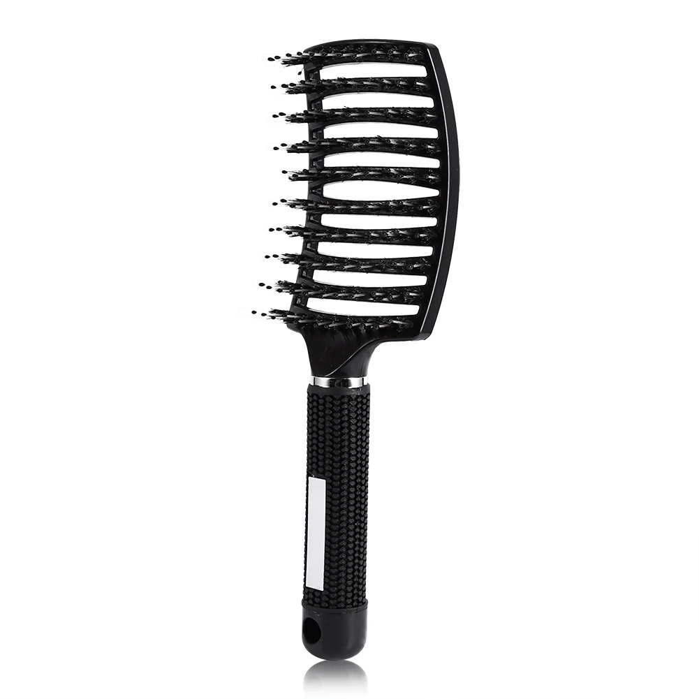 Hairdressing Salon Hair Comb Massage Soft Bristle Nylon Anti Detangle Magnetic Scalp Massager Combs Hair Care Styling Tools - Цвет: Черный