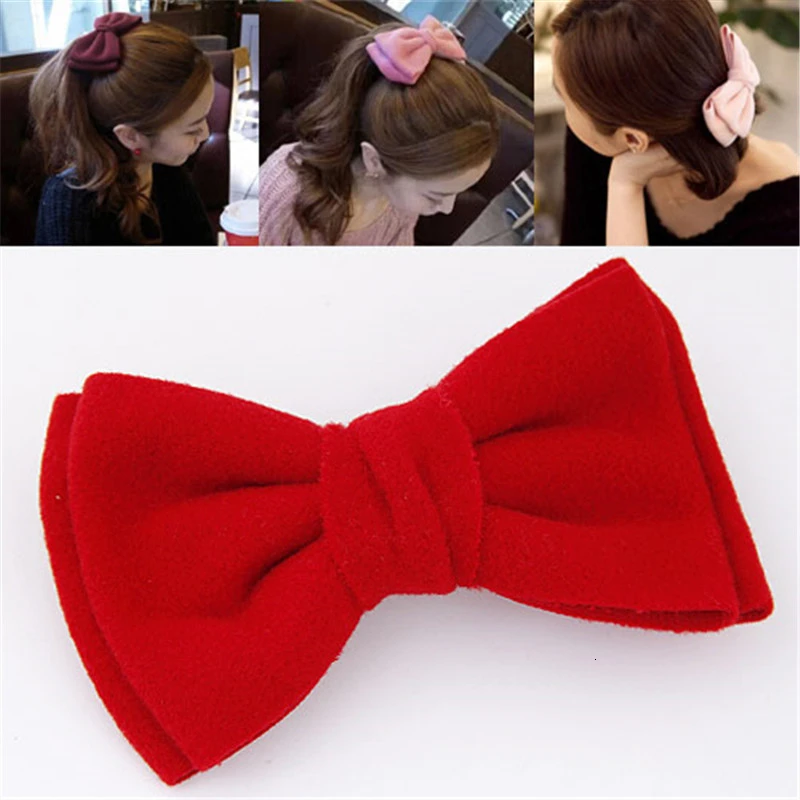Red Новые корейские модные головные уборы Заколки для женщин модные девушки большой бант двойной аксессуар для волос зажим боковой зажим украшения для волос - Цвет: Red