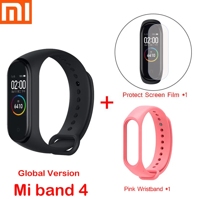 In Stock Original Xiaomi Mi Band 4 Smart Wristbands Miband 3 Bracelet Heart Rate Fitness Tracker Touch Screen Waterproof Band4 - Цвет: Global mi4 add strap