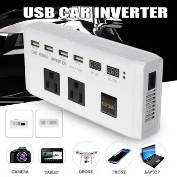 

500W Car Inverter DC12V to 220V/110V Voltage transformer Mini Car Power Inverter Converter Adapter Sine Wave 4 USB+2 LED Display