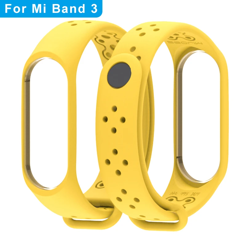 yellow Mi4 3 Mi jobs mi Band 4 ремешок спортивный mi band 3 браслет для xiaomi mi band 3 ремешок Цветной силиконовый сменный - Цвет: yellow Mi4 3