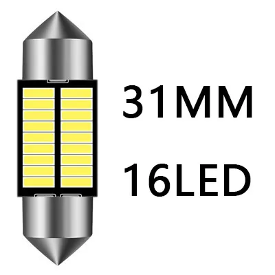 12 шт. гирлянда 31 мм 36 мм 39 мм 41 мм BA9S T10 C5W C10W для автомобильных ламп для внутреннего чтения лампа номерного знака ошибка - Испускаемый цвет: 31MM 16LED