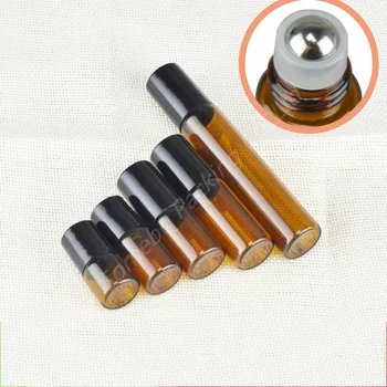 

20 x 1ML 2ML 3ML 5ML 10ML glass roll on bottle for essential oils refillable perfume containers with stainless steel roller ball