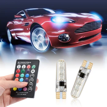 

12V T10 LED Signal Lamp Auto Car RGB W5W LED Interior Dome Wedge Reading Light Strobe Lamp Bulb With Remote Control