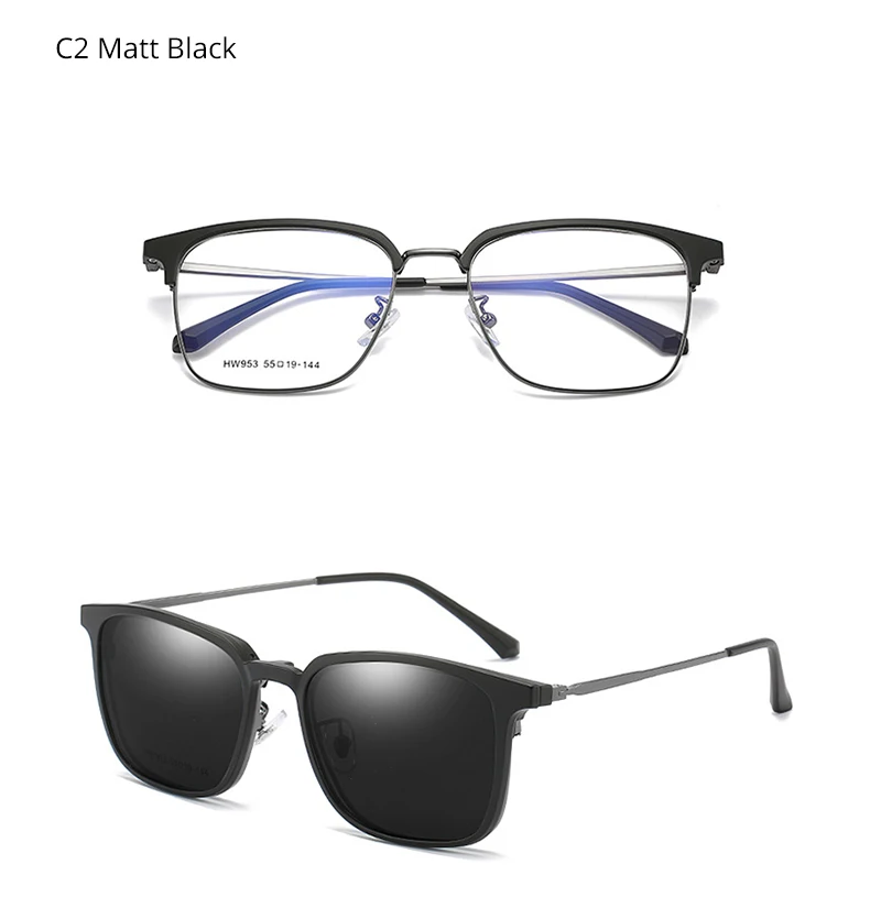 Tony Stark 2 в 1 поляризованные солнцезащитные очки с магнитным зажимом, квадратные очки для близорукости по рецепту, мужские Оптические Оправы на заказ Z953