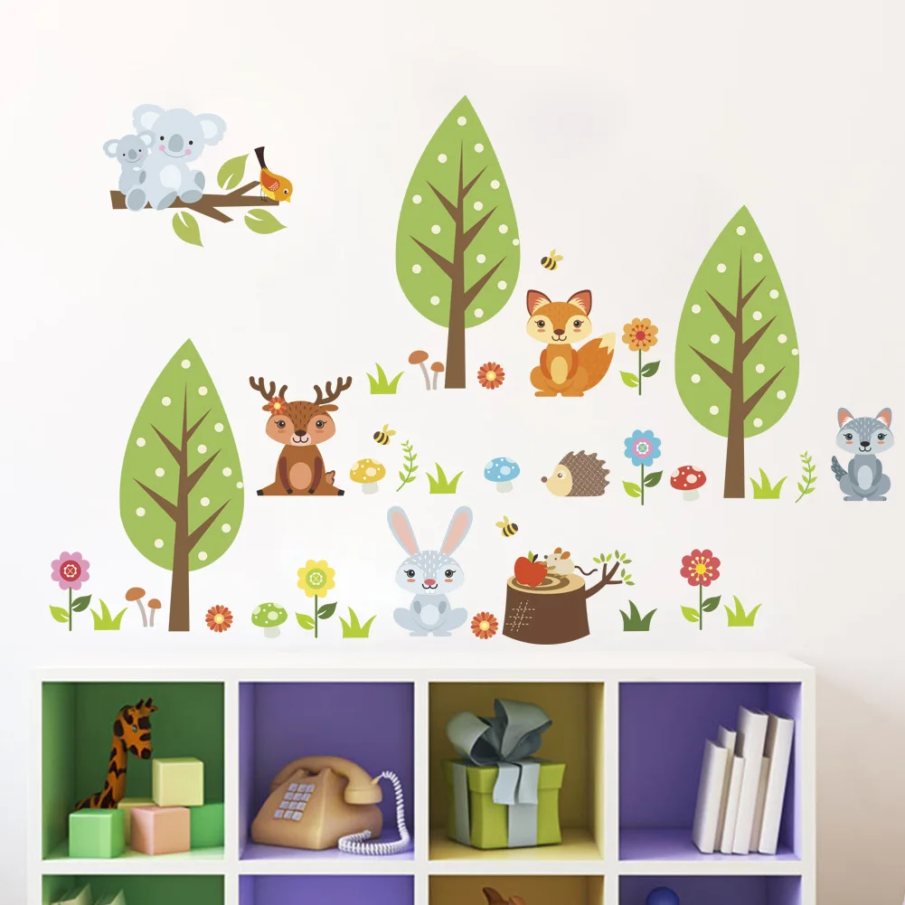 865 Koala детская комната мультфильм настенные наклейки бумага зоо стены клей бумага детский сад декоративные наклейки на стену Adh