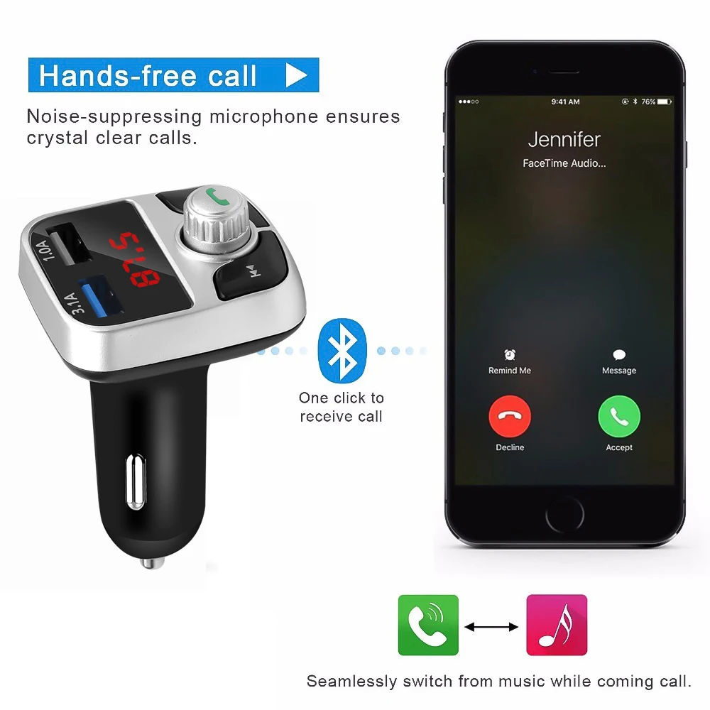 Автомобильный комплект громкой связи беспроводной Bluetooth fm-передатчик ЖК MP3-плеер USB зарядное устройство 2.1A автомобильные аксессуары громкой связи