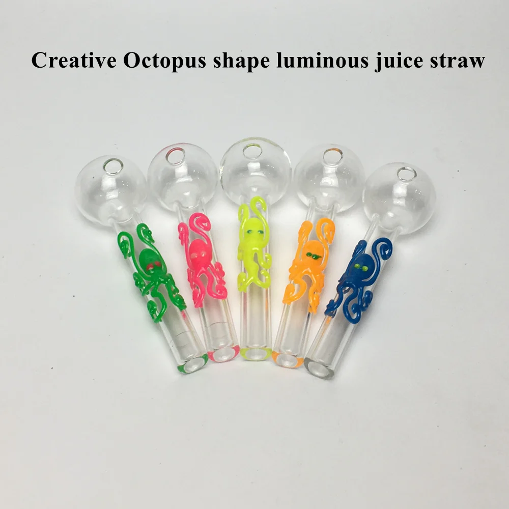 

Glow in the Dark Octopus Glass Drinking Straws