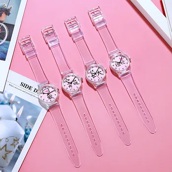 

Children's Cartoon watch fashion baby hour Safety silicone watchband Kids clock waterproof boy Transparent student Top XX3076