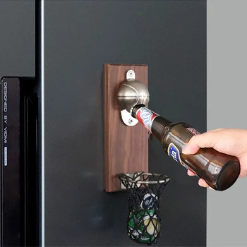 

Basketball Shot Bottle Opener With Pocket Wall Mounted Home Decor Can Wine Beer Opener Magnet Kitchen Gadget Bar Party Supplies