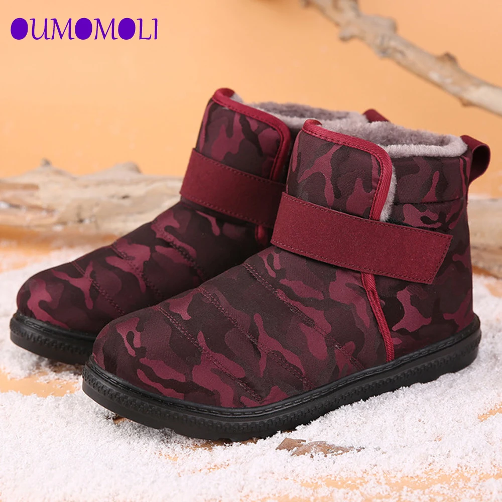 Classic Women Winter boots Snow Boots Female Warm Fur Plush Shoes Hook& Loop Ankle Boots Waterproof non-slip Botas Mujer