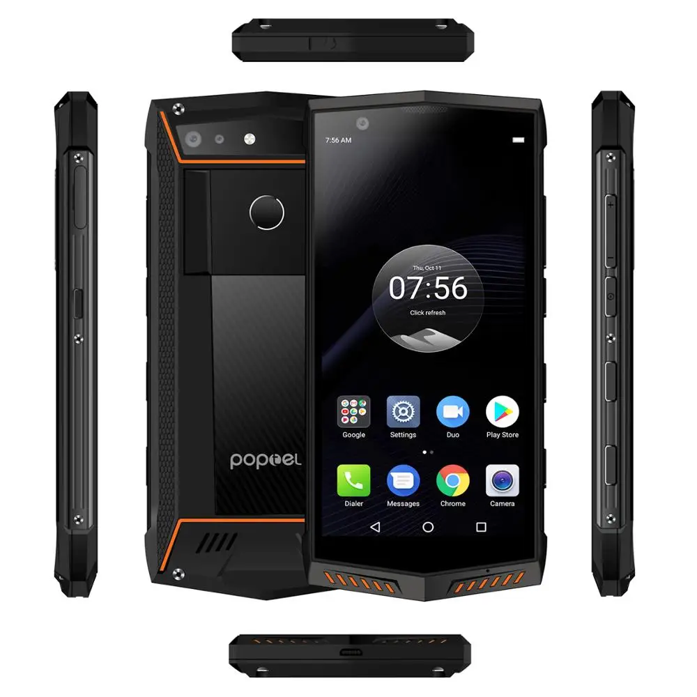 2020 New version Poptel P60 rugged smartphone with PTT 6+128G RAM wireless charging FaceID 5000mah battery NFC 16MP dual camera