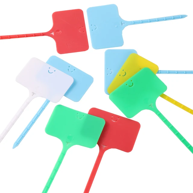 50 Db Műanyag Cserepes Növények Címkék T-Típusú Mosoly Forma Jelölők Kerti Zöldségek Pozsgás Óvodai Nyilvántartási Osztály - Image 5