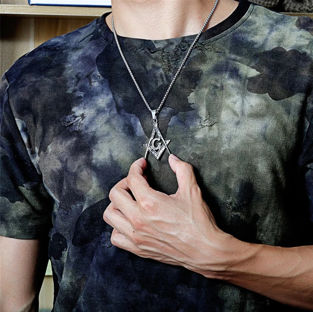 Silver Masonic Pocket Watch Set Men's Quartz Pendant Pocket Clock Exquisite Necklace Pendant Perfect Gift With Box for Boyfriend