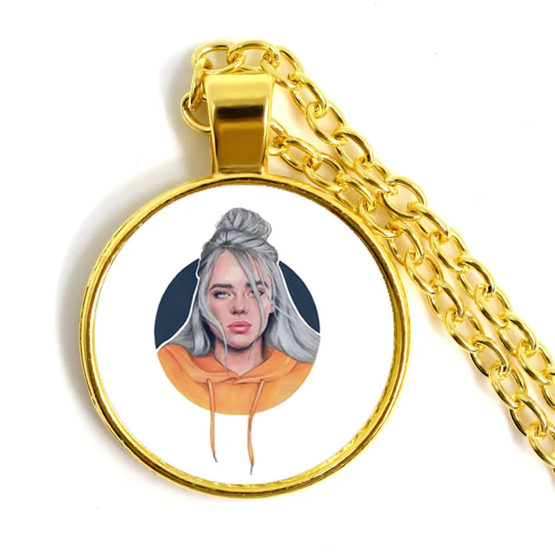 Ожерелье в стиле хип-хоп Билли эйлиш популярная юная певица Харадзюку художественная картина хип-хоп музыкальная стеклянная купольная подвеска Bad Guy ювелирные изделия - Окраска металла: 8