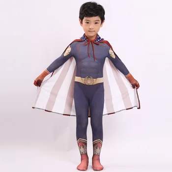 

Cosdaddy Cosplay Costume Kids Boys The Homelander Jumpsuit Cloak Full Set Halloween Party Costume for Boys Bodysuit Zentai