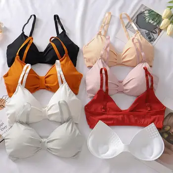 

Explosion-threaded cotton without steel rim bra sling comfortable underwear female adjustable shoulder strap lingerie