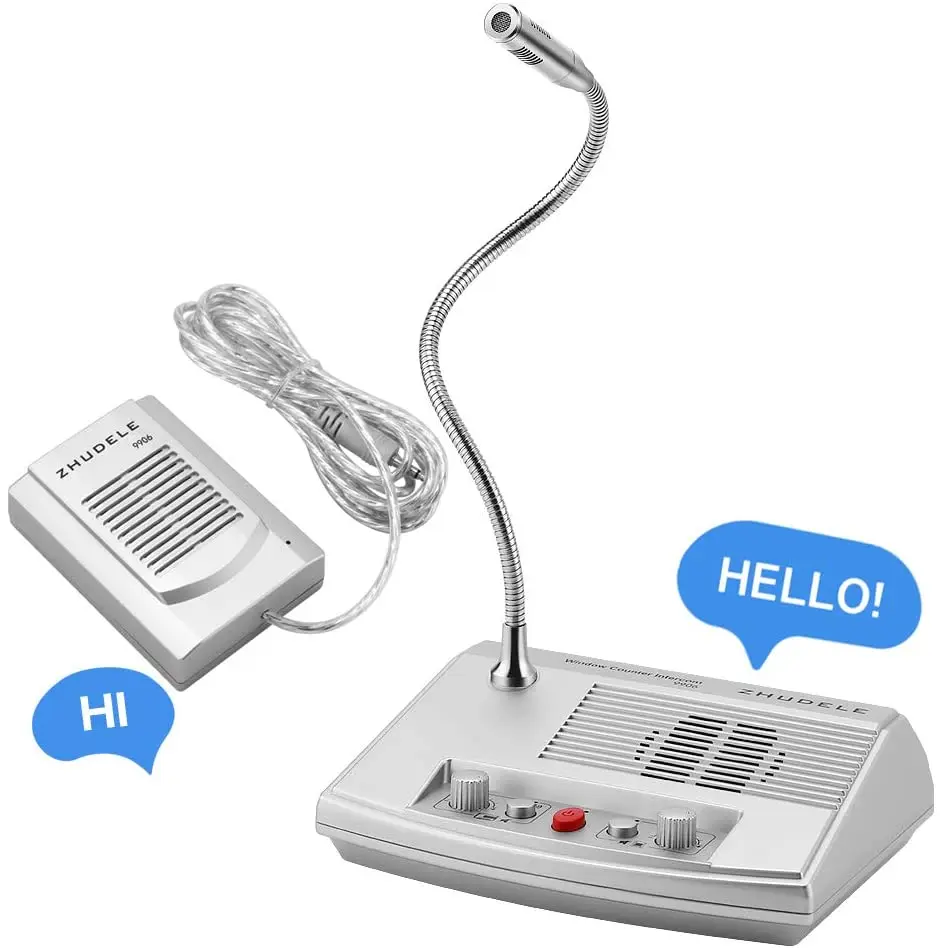 Intercom System Dual Way Speaker Interphone Audio Record Anti-interference Window Speaker Intercom Glass Microphon