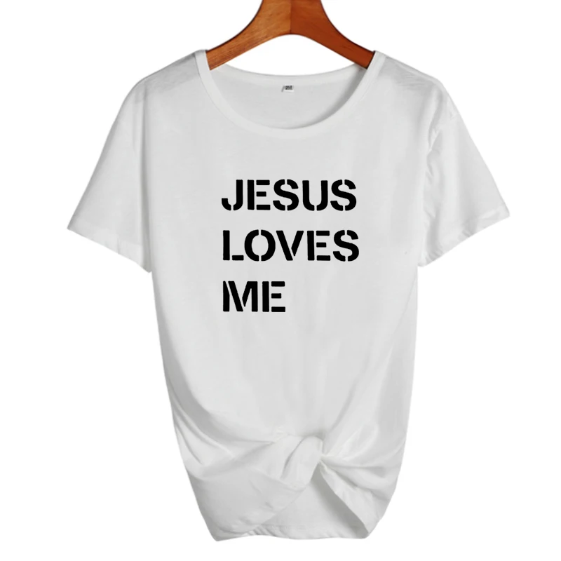 Jesus Loves Me летняя Милая футболка Женские топы модная черная белая хлопковая Футболка говорящий Харадзюку женская одежда Tumblr
