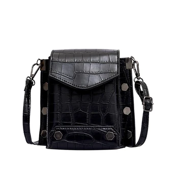 

Women'S Mini Shoulder Bag Stone Pattern Mini Square Bag Tide Shoulder Shoulder Messenger Bag Mobile Wallet Bag Black
