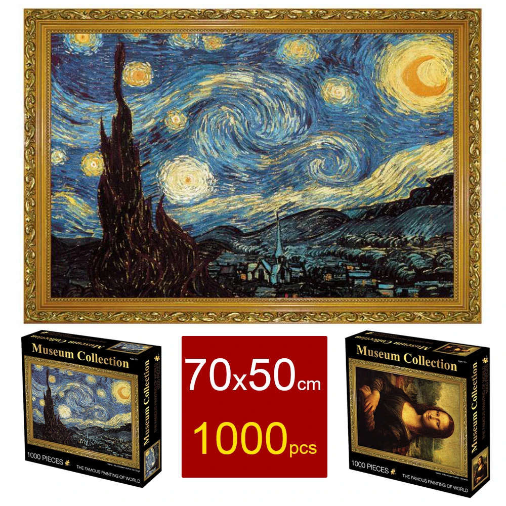 

70*50 cm Jigsaw Puzzles 1000 Pieces for Adults Van Gogh Starry Night DIY Assembling Picture Parper Adulto Puzzle Game Toy Gift