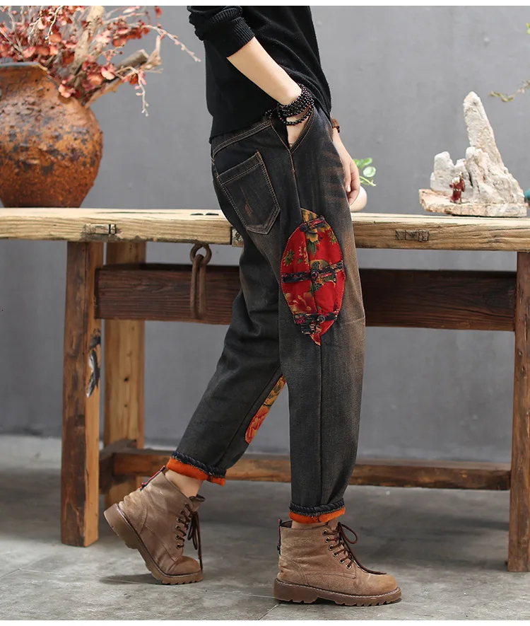 Max LuLu, корейский дизайн, женские модные меховые теплые джинсы, женские винтажные джинсовые брюки в стиле пэчворк, негабаритные зимние штаны-шаровары