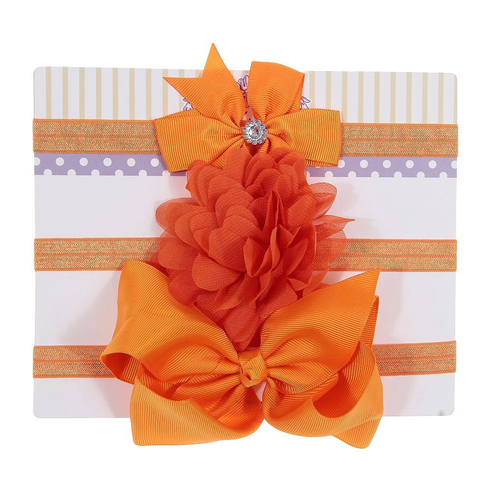 Nishine 3pcs/lot Ribbon Bow Chiffon Flower Elastic Headbands Kids Photography Props Baby Girls Cute Headwear Birthday Gift Sets