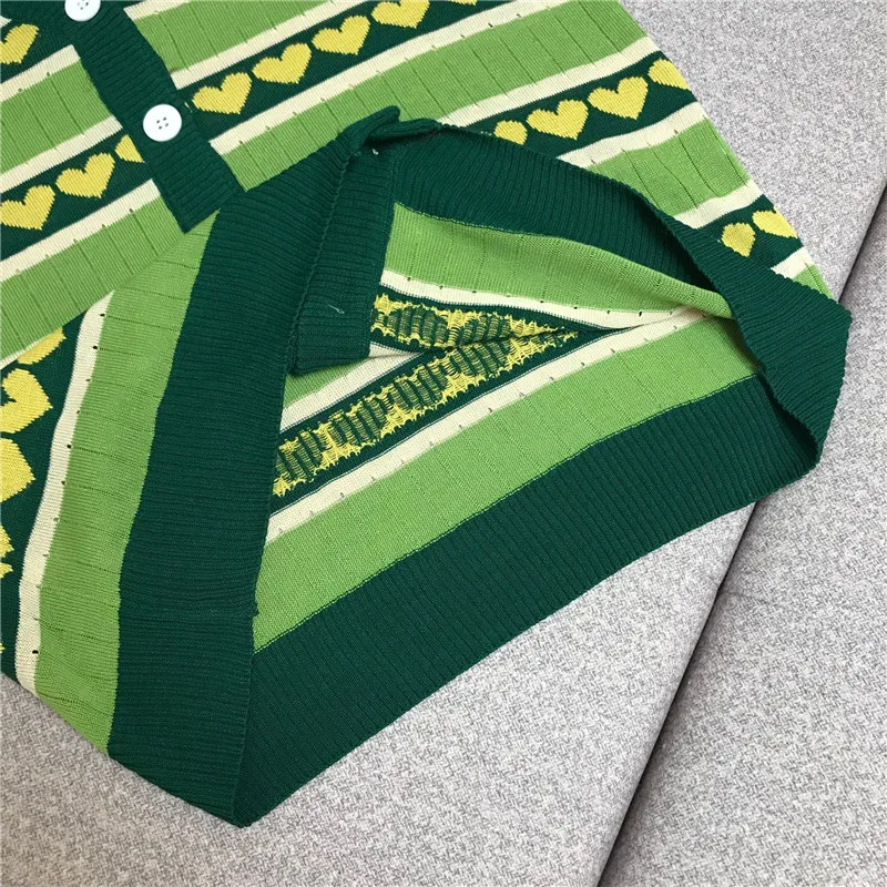 Роскошный дизайнерский бренд трикотажные кардиганы для женщин с v-образным вырезом авокадо зеленое сердце Свободный вязаный свитер