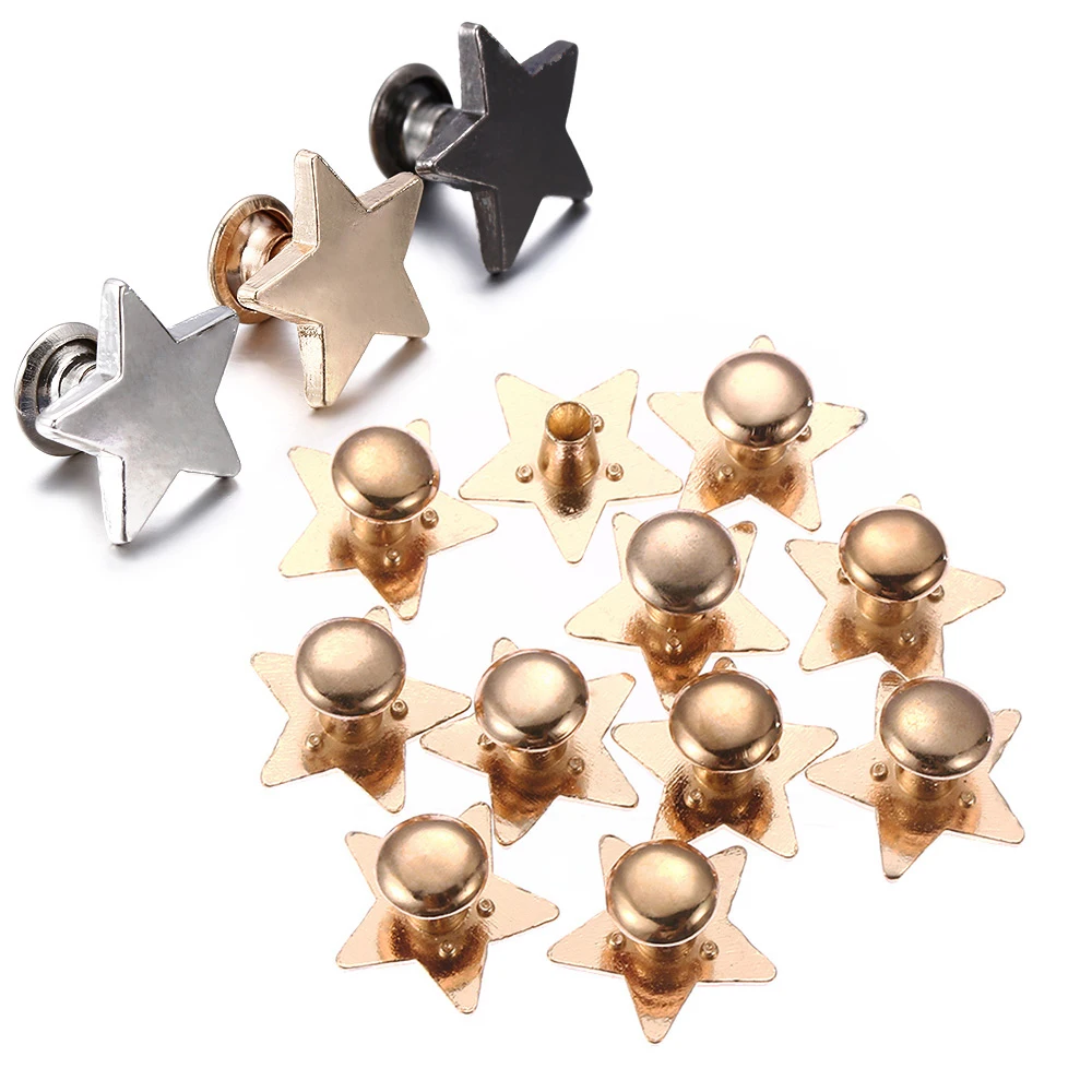 20 штук новые металлические звезды заклёпки DIY Костюмы, сумок, обуви, поделки декор поставки швейной Стекло дрель для ногтей кнопка блокировки 9/12 мм