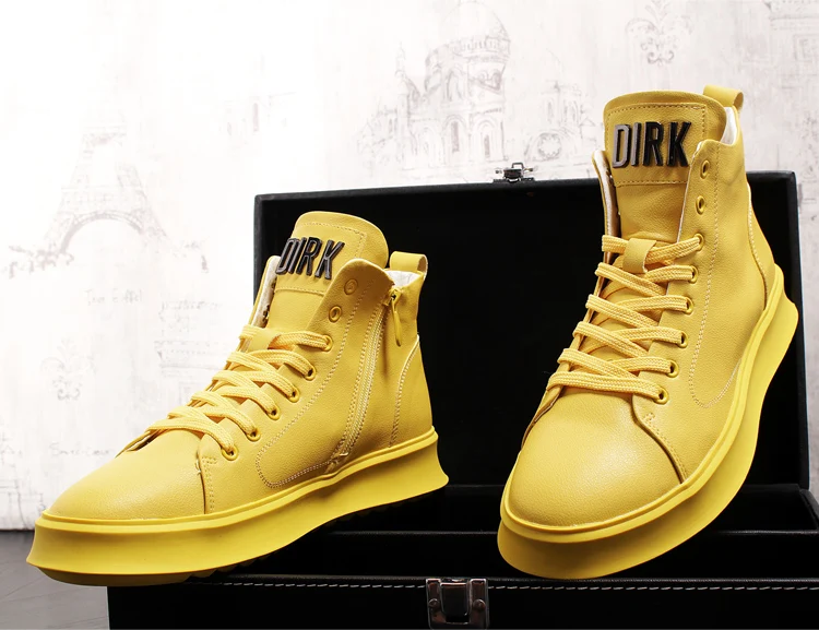 

2019 New Arrival Men Fashion Casual Ankle Boots Spring Autumn High Top Leisure Sneakers Male Trend Men Leather Hip Hop Shoes