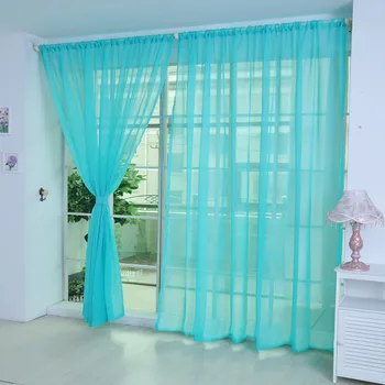 

1 PCS Window Curtain Pure Color Tulle Door Drape Panel Sheer Scarf Valances Micro-transparent light-weight gauze transmission