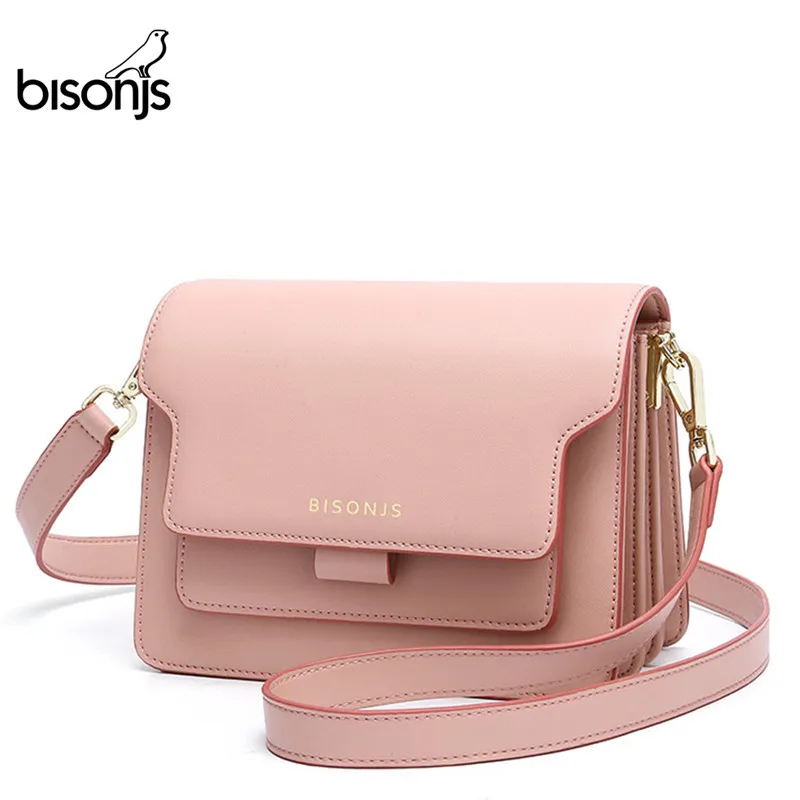 

BISONJS Women Bag Cow leather NEW Female Chain Shoulder Bag Multifunctional Crossbody Bag for women B1955