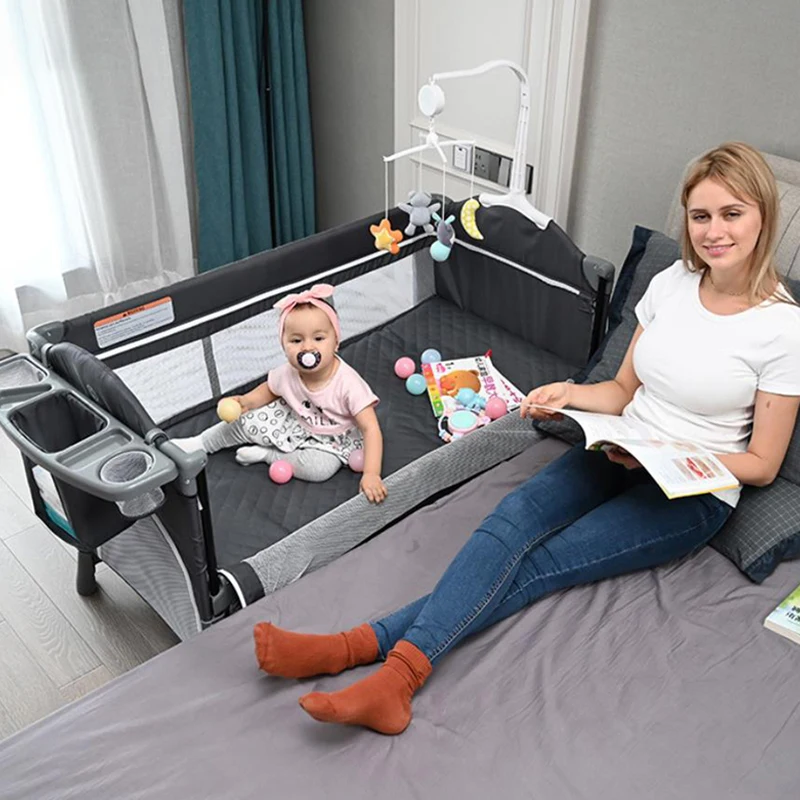 Европейский Multifunctionbaby кроватки для новорожденных складной детский манеж