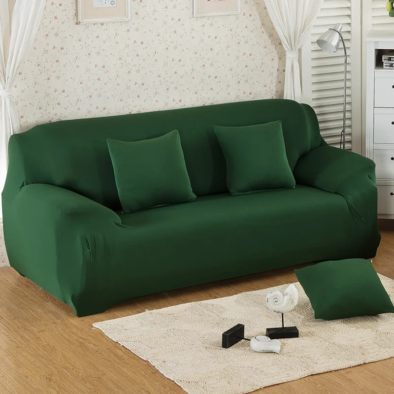 solid color Sofa Cover Set Couch Cover Elastic Corner Sofa Covers for Living Room Stretch L Shaped Chaise Longue Slipcover - Цвет: green