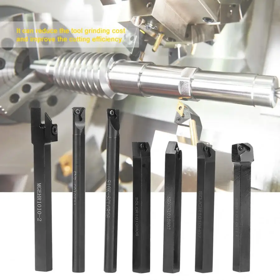 

7Pcs Shank Turning Tool Mini Shank Lathe Boring Bar Turning Tool Holder + T8 Wrench Inserts Lathe Part Domestic Delivery