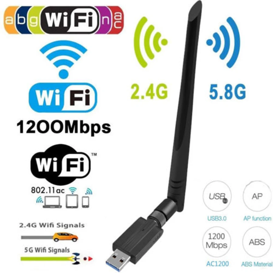 Satxtrem USB WiFi адаптер 1200 Мбит/с USB 3,0 Беспроводная сеть WiFi ключ двухдиапазонный 2,4G/5G 802.11ac Поддержка Android ТВ коробка/ноутбук