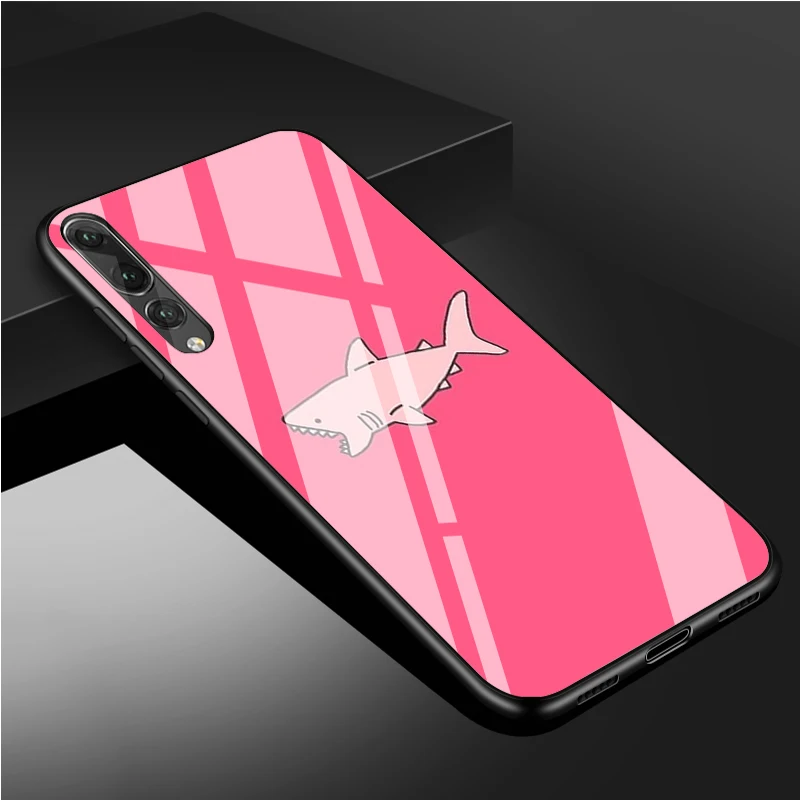 Huawei dustproof case Đại Dương Cá Nhám Voi Bơi Kính Cường Lực Điện Thoại Ốp Lưng Cho Huawei P20 P30 P40 P40 Lite Pro Psmart Giao Phối 20 30 bao Da Vỏ huawei silicone case Cases For Huawei