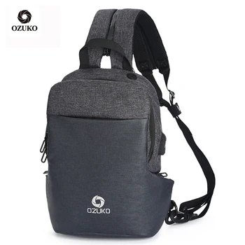 

Multifunction Chest Pack Men Oxford Shoulder Messenger Crossbody Bag Male Waterproof Chest Bags USB Charging Travel Sling Ba