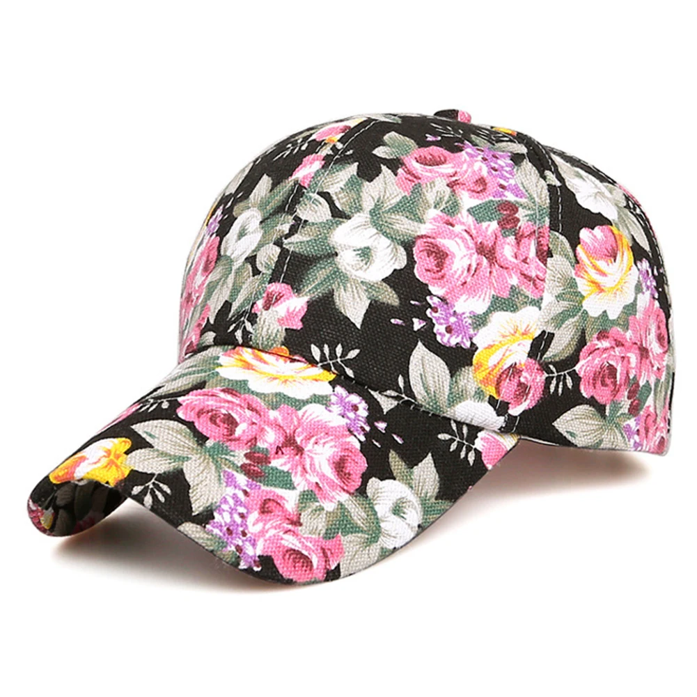 Solid Adjustable Cap Women Sunscreen Rose Floral Print Baseball Cap Sport Casual Mesh Summer New Fashion Rose Red Purple Hats pink baseball cap