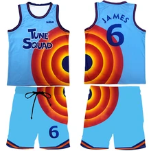 

Anime Space Jam 2 Jersey Kids Men James #6 Cosplay Costume Tune Squad Basket Shirt Vest Shorts Summer Basketball Uniform Sports