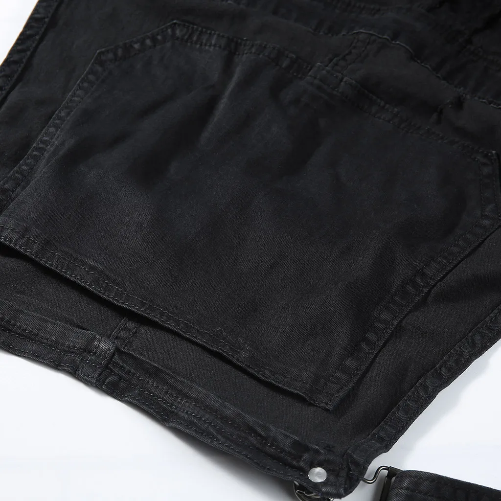 Модные мужские рваные джинсы в стиле хип-хоп, уличные потертые джинсовые комбинезоны на лямках для мужчин, S-XXXL