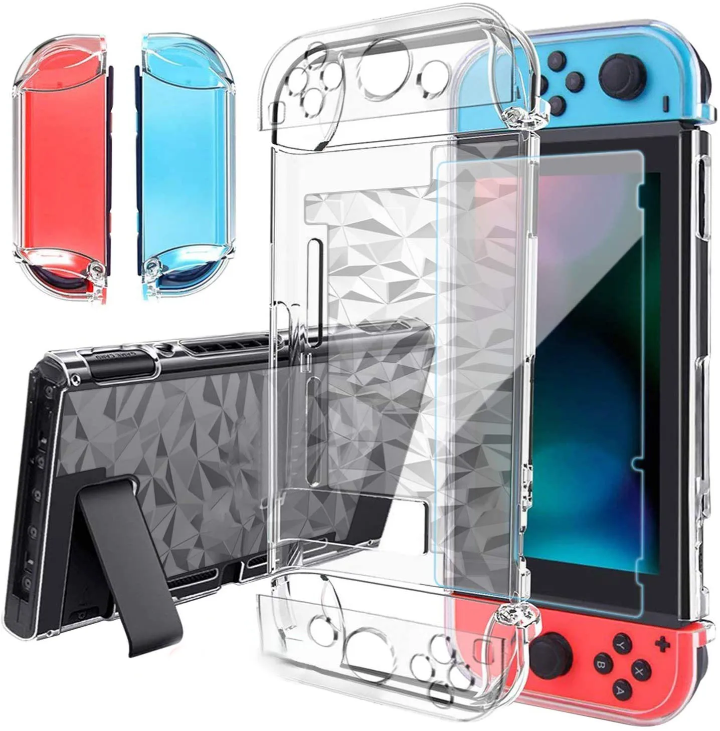 Custodia Protettiva Con Diamante Trasparente Glitter Custodia Protettiva Bling Shell Per Nintendo Switch Console Ns Joy-Con Crystal Front Back Protect